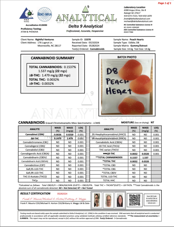 DELTA 8 / DELTA 9 THC GUMMIES – PEACH RINGS - Image 2
